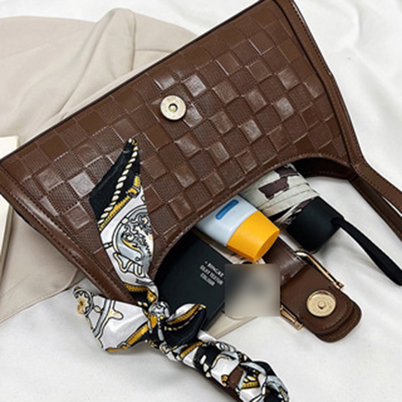 Túi Đeo Vai Họa Tiết Kẻ Sọc Có Khóa Cài Thời Trang Cho Nữ