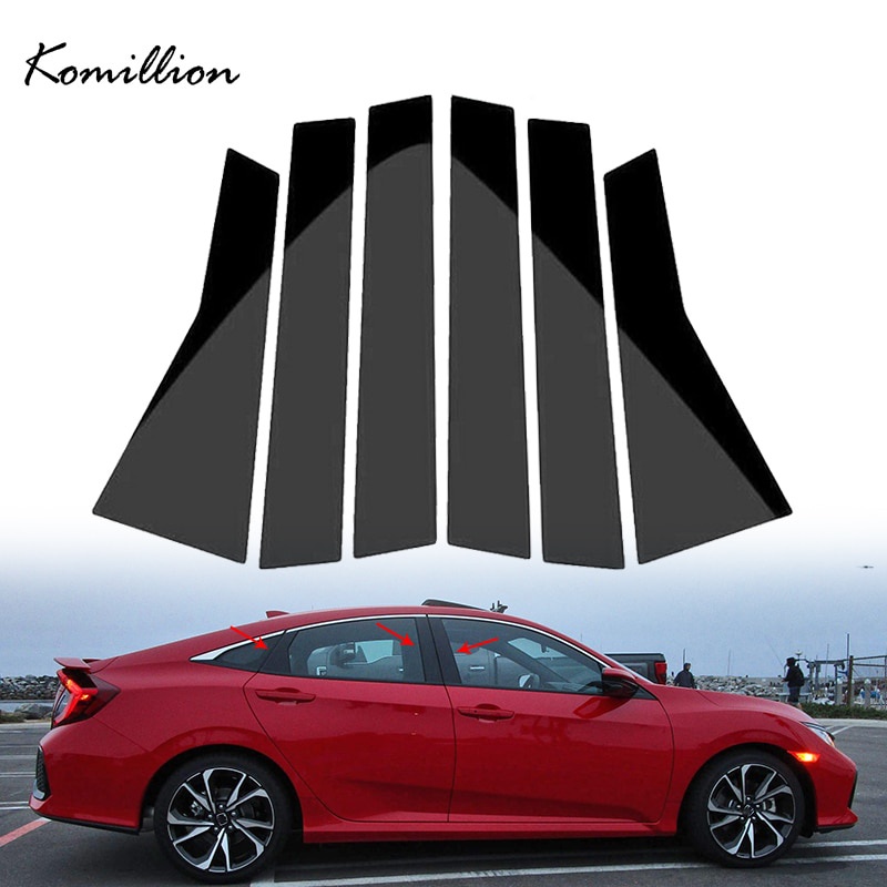 Bộ 6 Miếng Dán Trang Trí Cửa Sổ Xe Hơi Honda Civic Sedan 2016-2021 Chất Lượng Cao