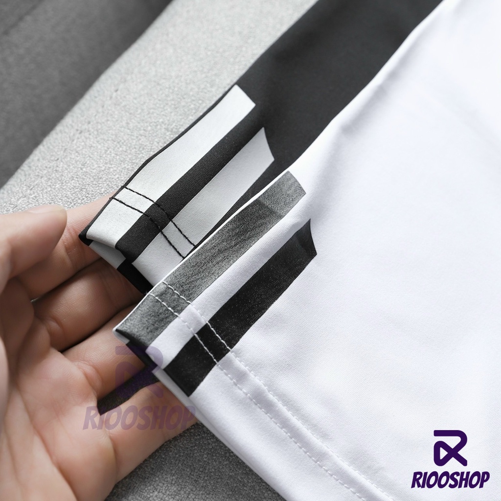 Áo phông thể thao nam đẹp, áo thun lạnh tập gym, đá bóng, đi bộ, thể dục RIOOSHOP RTS005 màu trắng, đen