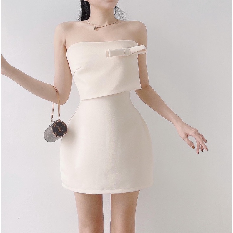 Đầm Cúp Ngực Tùng Xoè Cúp Đính Nơ Sang Trọng