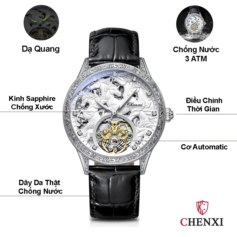 Đồng hồ Nam Máy Cơ Automatic phiên bản đặc biệt Mã Đáo Thành Công Chính Hãng Chenxi