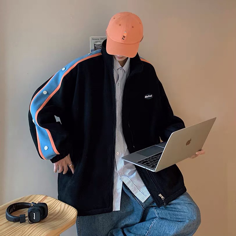 Áo khoác hoodie unisex - rew2021 - đính khuy tay khóa kéo zip chất vải nỉ dày dặn phong cách Ullzzang 3 màu