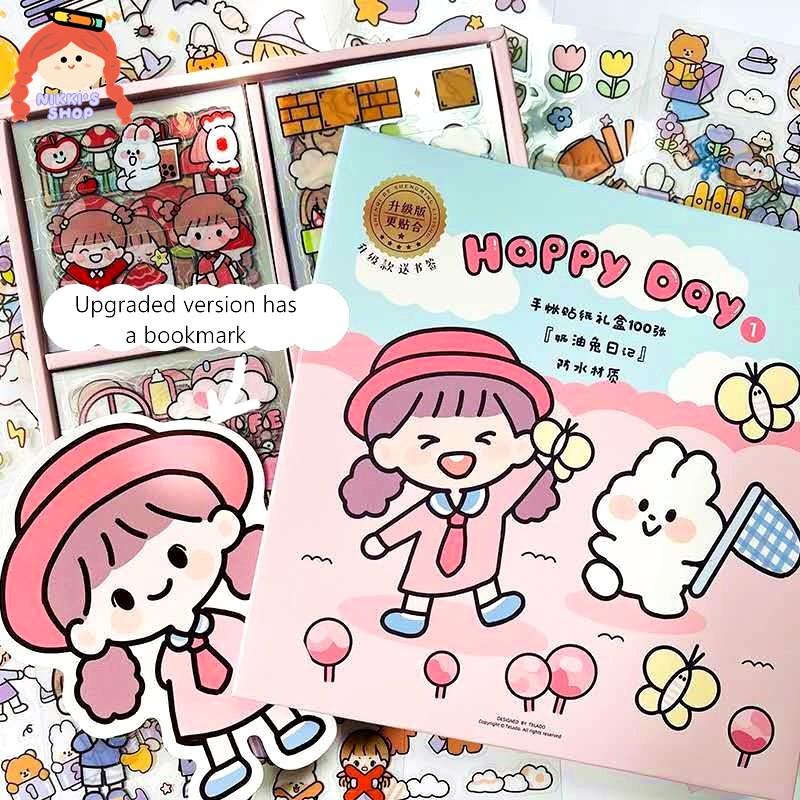 TD444 Sticker cute trang trí dán tập vở, bình nước, bút nước