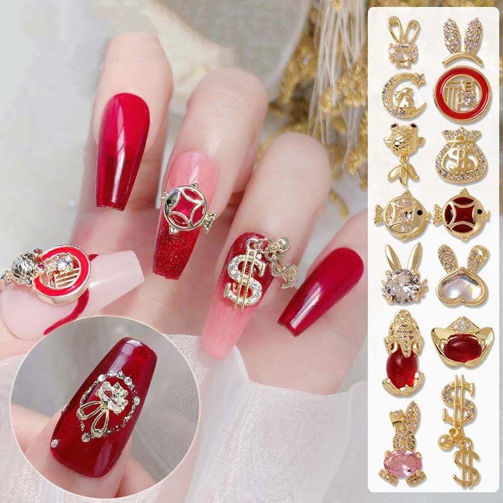 OCEANMAP Phụ Kiện Trang Trí Móng Tay Chủ Đề Năm Mới Thời Trang