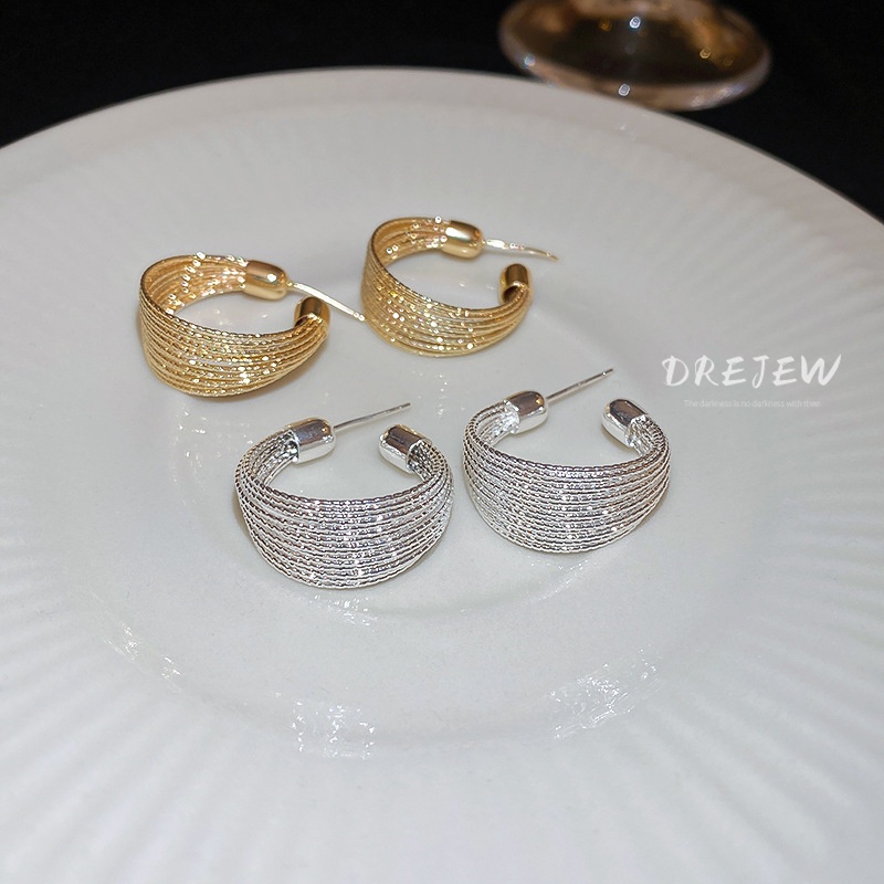 Khuyên tai DREJEW 2 kim loại hình vòng phong cách Âu Mỹ thời trang cao cấp