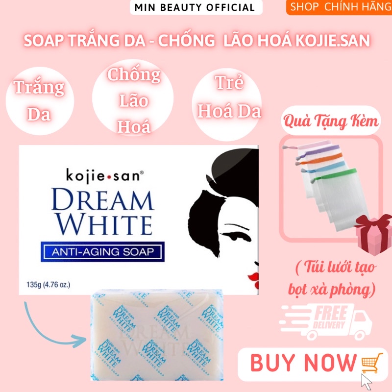 Soap Xà Bông Trắng Da Kojiesan 135g (Cho Da Không Bị Mụn) - Ngăn Ngừa Lão Hoá KOJIESAN DREAMWHITE (TẶNG KÈM TÚI LƯỚI)