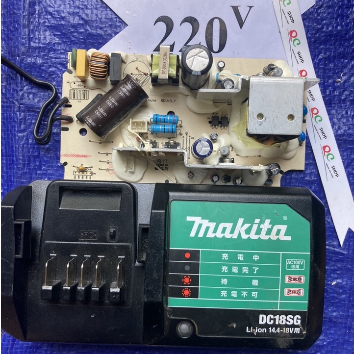 Sạc zin Makita DC 18SG  lên điện 220v cho pin zin 14,4v >>18v