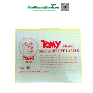Giấy decan, nhãn dán Tomy A5 các số