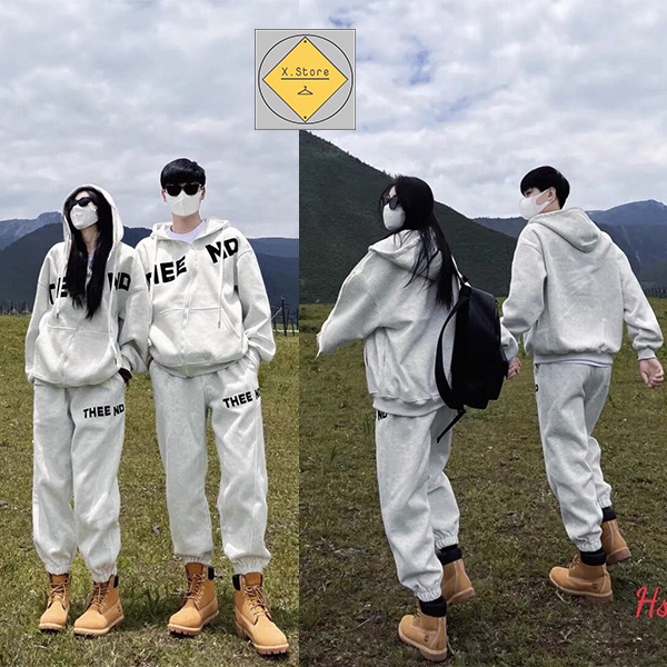 Set bộ quần áo nữ nam nỉ thu đông THEE ND X.store - Bộ đồ quần + áo nỉ thể thao unisex 1277