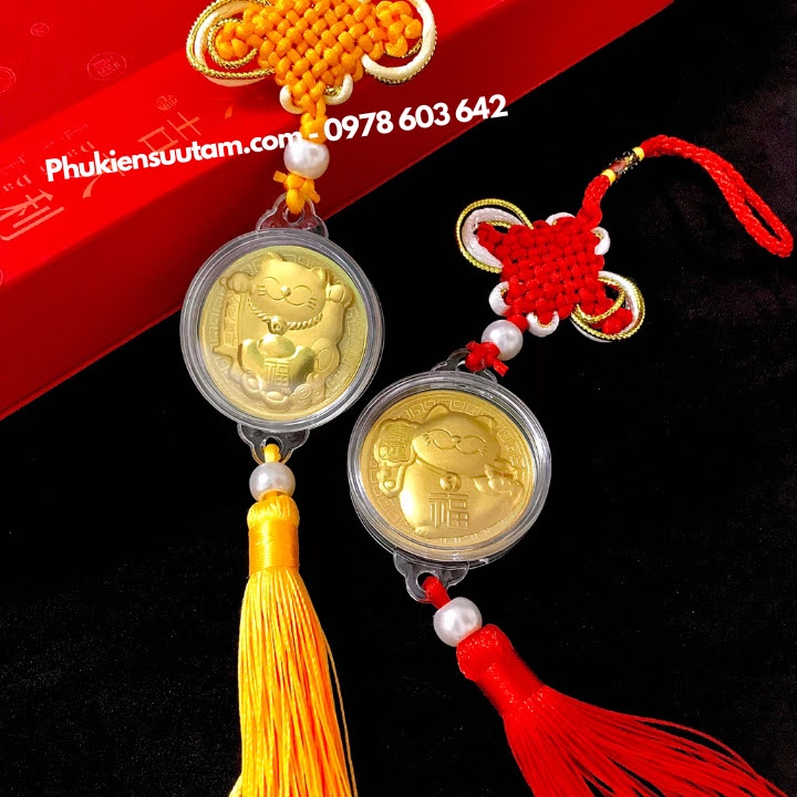 Dây Treo Đồng Xu Mèo Thần Tài Vàng May Mắn - TMT Collection - SP005086