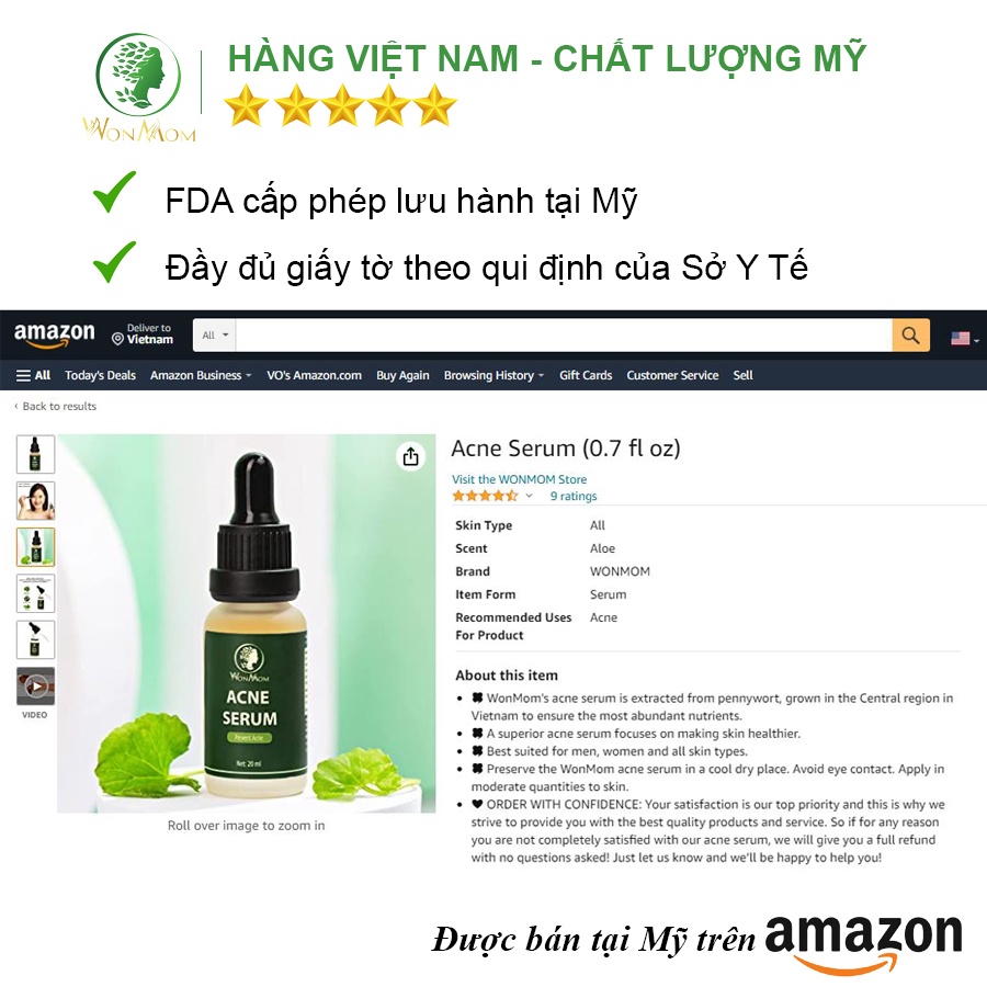 [ Giảm 50K - Đơn 479K ] Bộ đánh bay mụn cứng đầu chuyên sâu Wonmom ( 1 sữa rửa mặt + 1 serum mụn + 1 kem cấp ẩm )