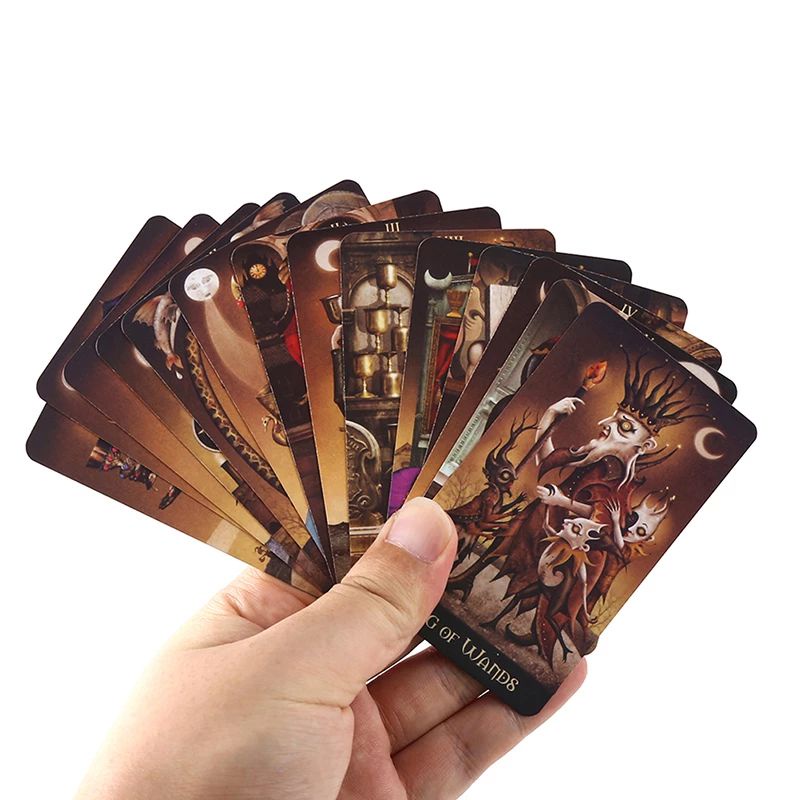 Bộ Bài Deviant-Moon Tarot Thẻ Mạ Màu, Hộp Sắt