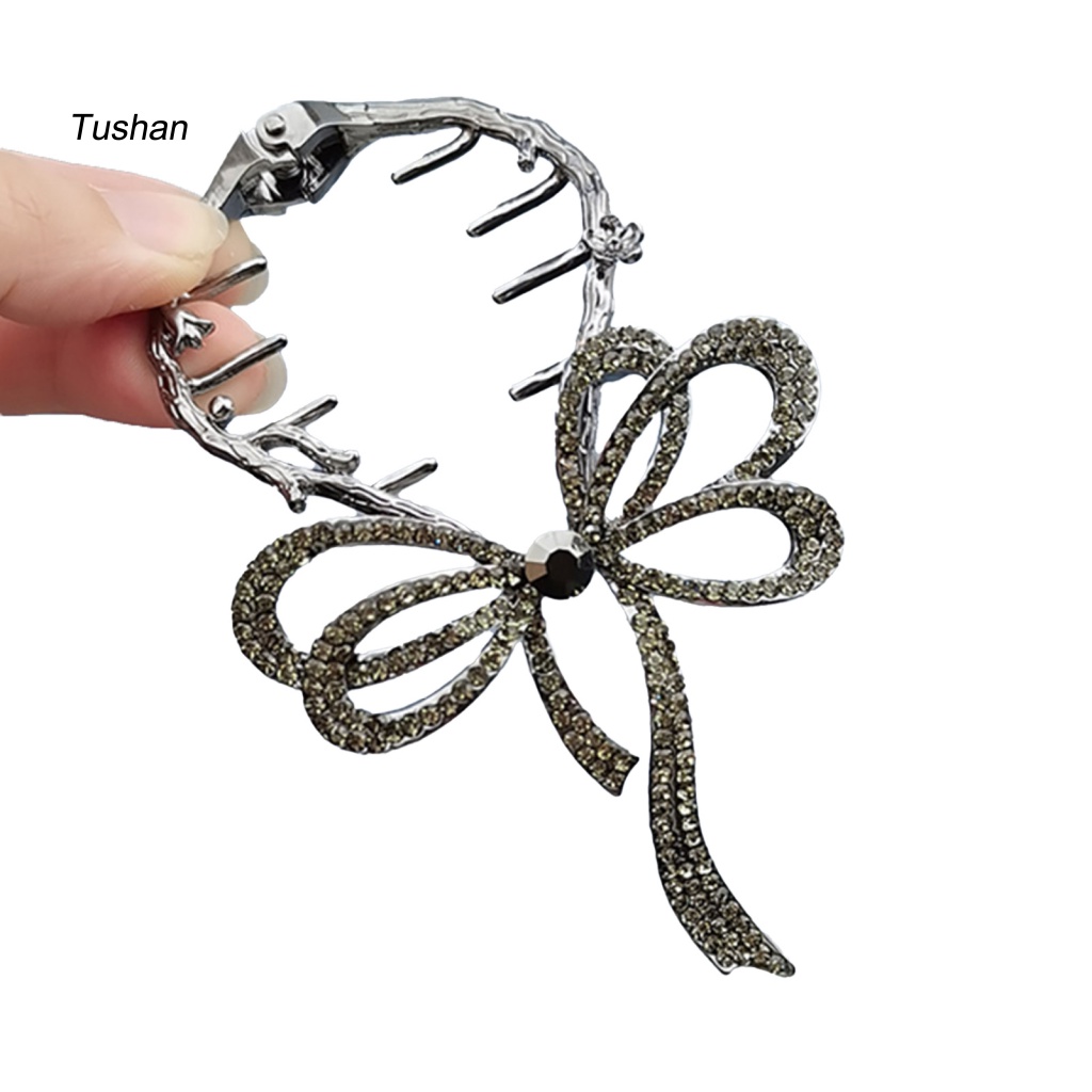 Kẹp Tóc Nơ Đính Đá Lấp Lánh Chống Trượt / Mòn