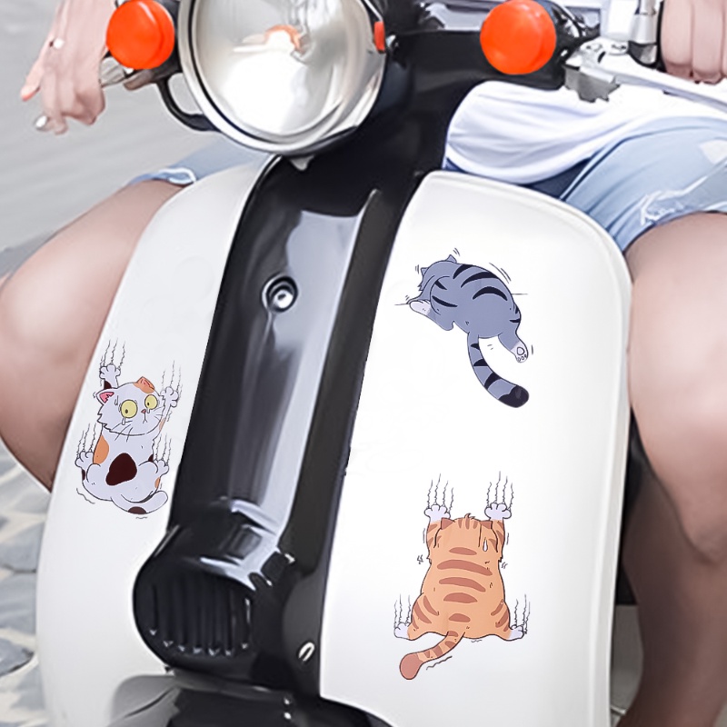 Nhãn Dán Vinyl Họa Tiết Mèo Hoạt Hình Chống Trầy Xước Trang Trí Xe Hơi