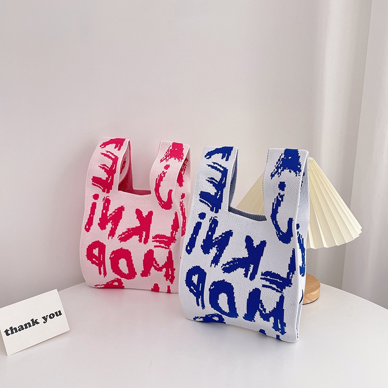 Túi Đeo Vai Đan Len Họa Tiết Sọc Caro Thời Trang Cho Nữ