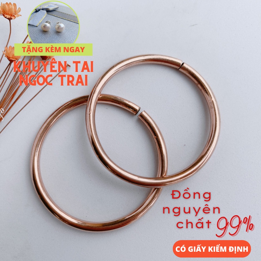 Vòng đồng đỏ trơn loại CỨNG 99% có kiểm định nguyên chất.