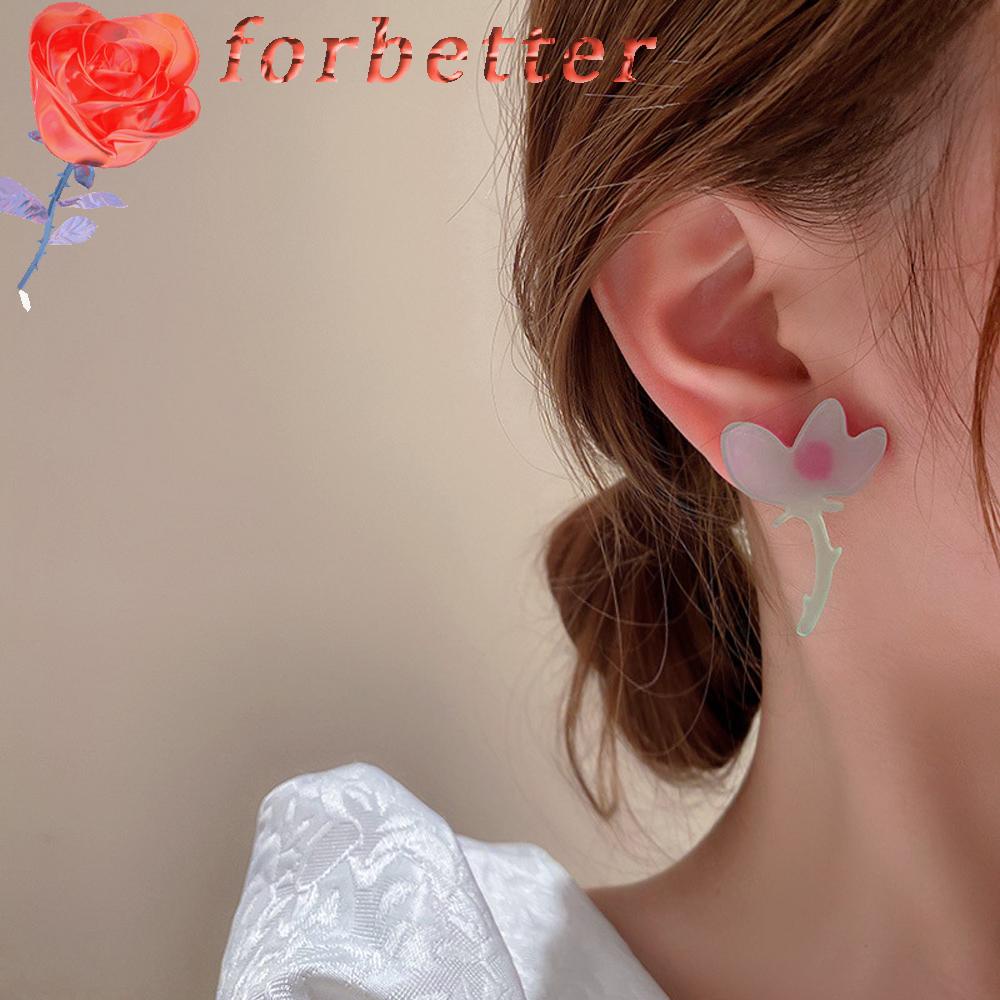 Khuyên tai acrylic họa tiết hình học hoa nhiều màu thời trang cho nữ