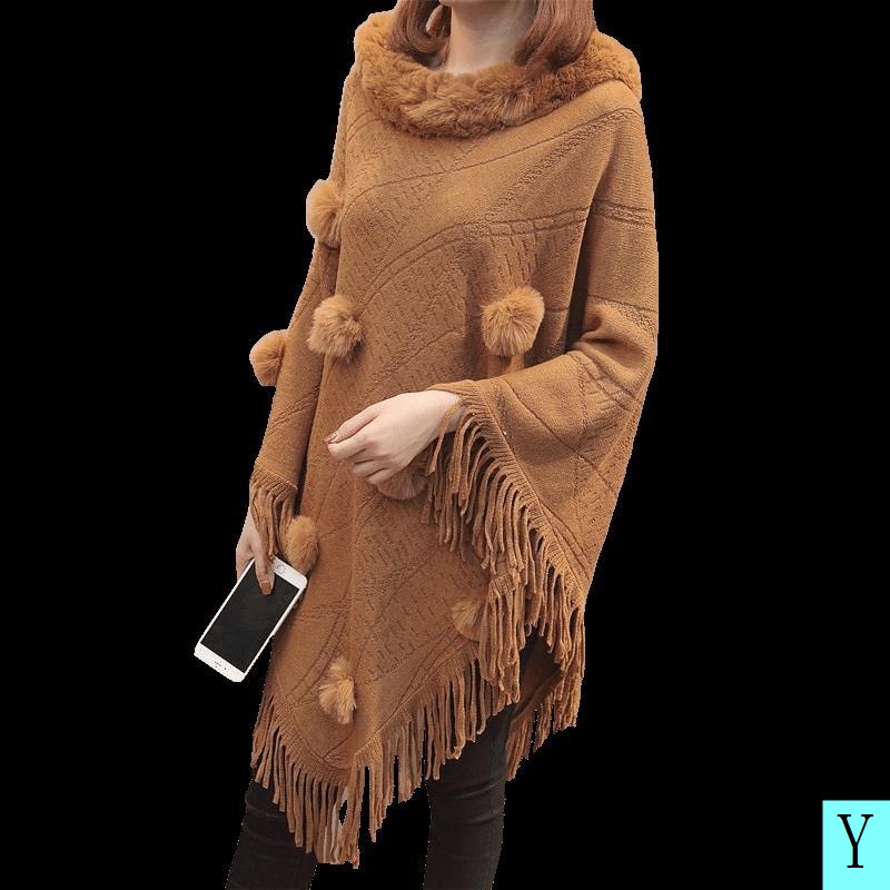 Áo Choàng Sweater Dệt Kim Dáng Rộng Phối Lông Tay Cánh Dơi Phong Cách Hàn Quốc Thời Trang Cho Nữ