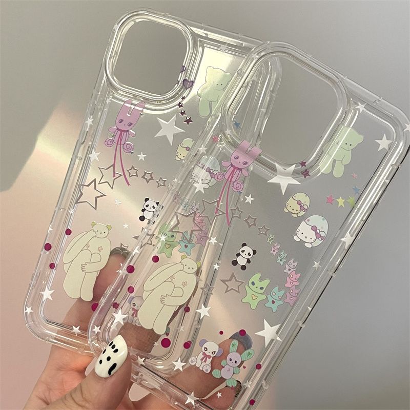 Ốp Điện Thoại TPU Silicon Mềm Trong Suốt Chống Sốc In Họa Tiết Thỏ / Gấu Cho IPhone 14 13 12 11 Pro XS Max XR X 8 7 Plus