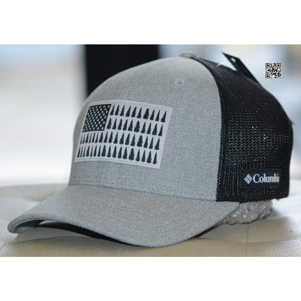 Nón lưới bít đuôi thời trang nón thể thao logo cờ Mỹ Columbia Tree Trail Flag,mũ pít đuôi xịn ghi xám đen