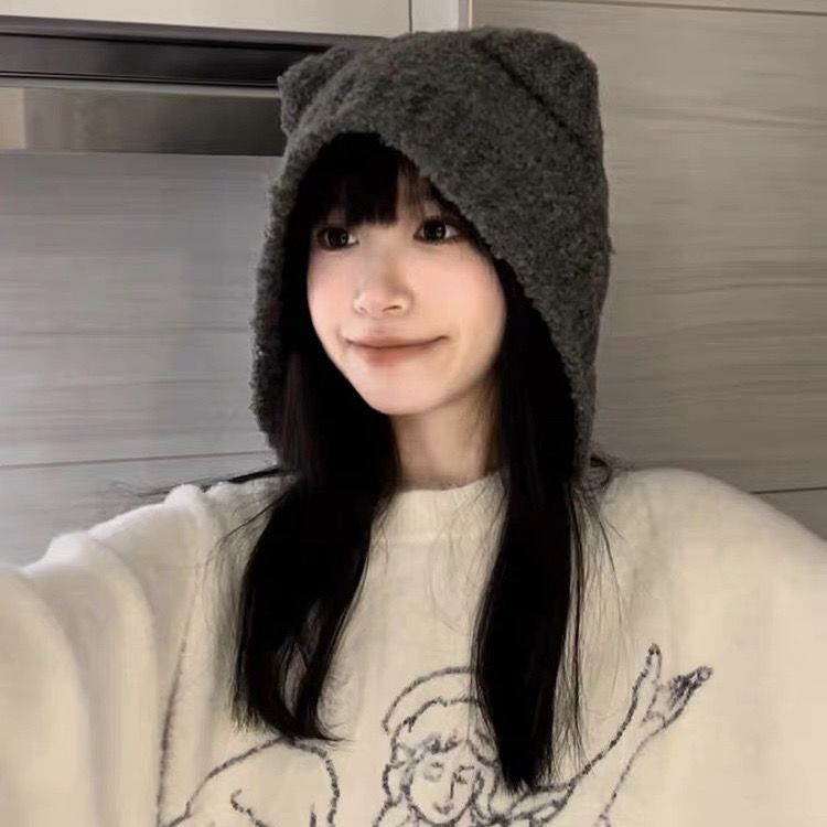 Bán Chạy#Mũ Len Dệt Kim Giữ Ấm Tai Gấu Xám Dễ Thương Thời Trang Thu Đông Cho Nữ