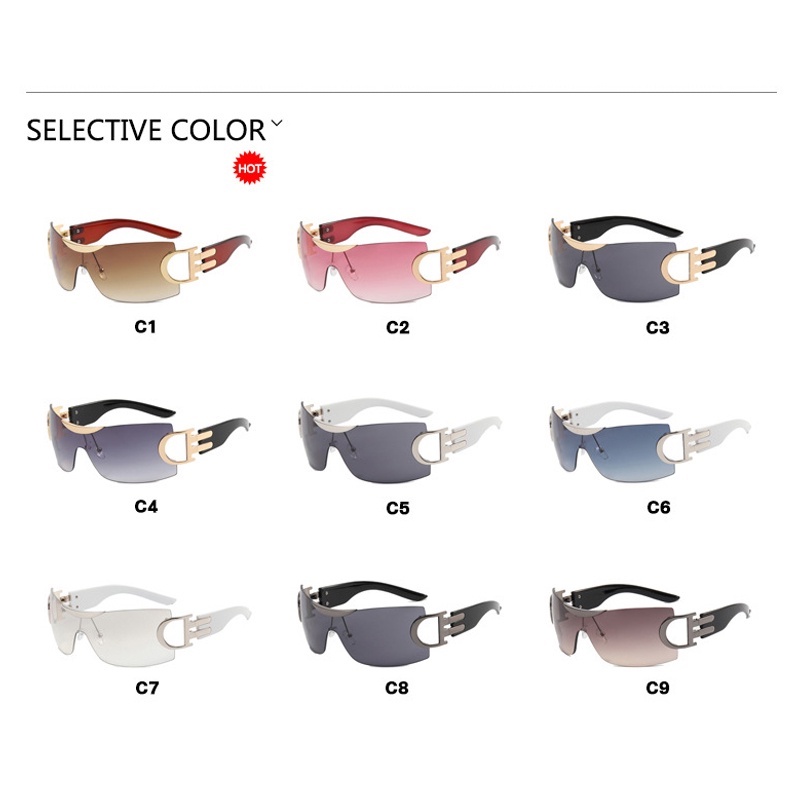 (KIQI-FASHION) COD Kính Mát Gọng Vuông Không Vành Chống Tia UV Phong Cách Thể Thao Thời Trang Chất Lượng Cao Y2K