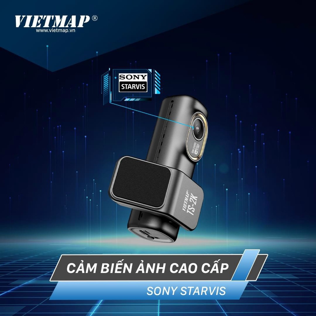 Camera hành trình Vietmap TS-2K kèm sạc ACC - Cảnh báo giao thông bằng giọng nói ghi hình trước sau  - Hàng chính hãng