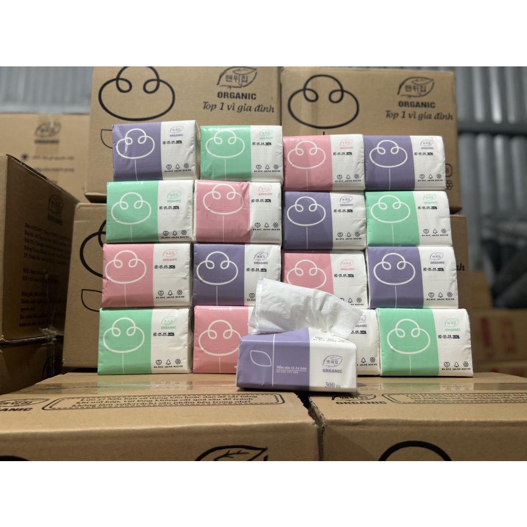 Giấy Ăn Cao Cấp organic Khăn Giấy Ăn Gấu Trúc Tiện Lợi  Thùng 30 Gói