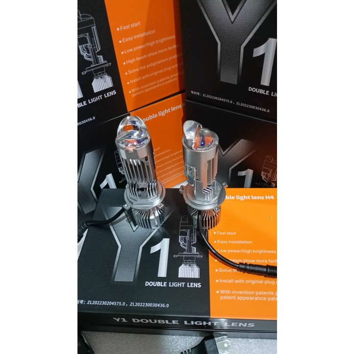 Led bi cầu mắt ếch Y1 chân H4 lắp oto-xe máy