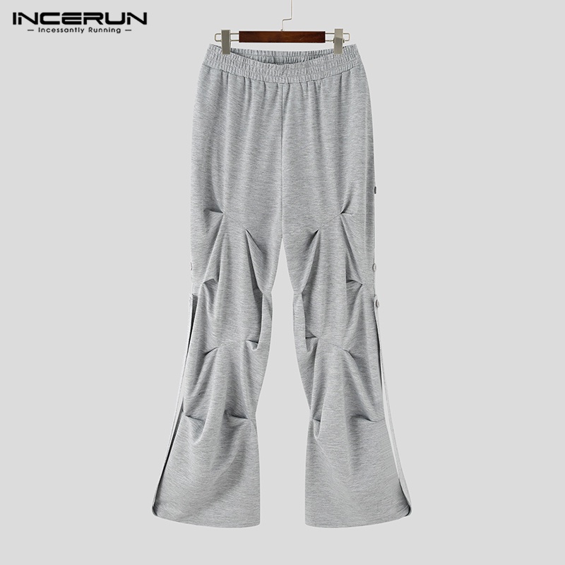 Quần dài INCERUN màu trơn phong cách hip hop đường phố cho nam size S-5XL