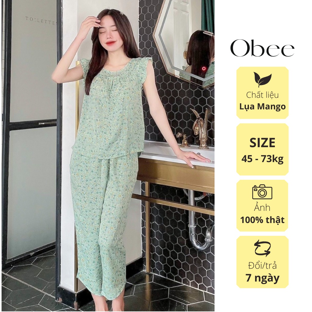 Set bộ nữ quần dài tay cánh tiên lụa cát mềm mịn, không nhăn