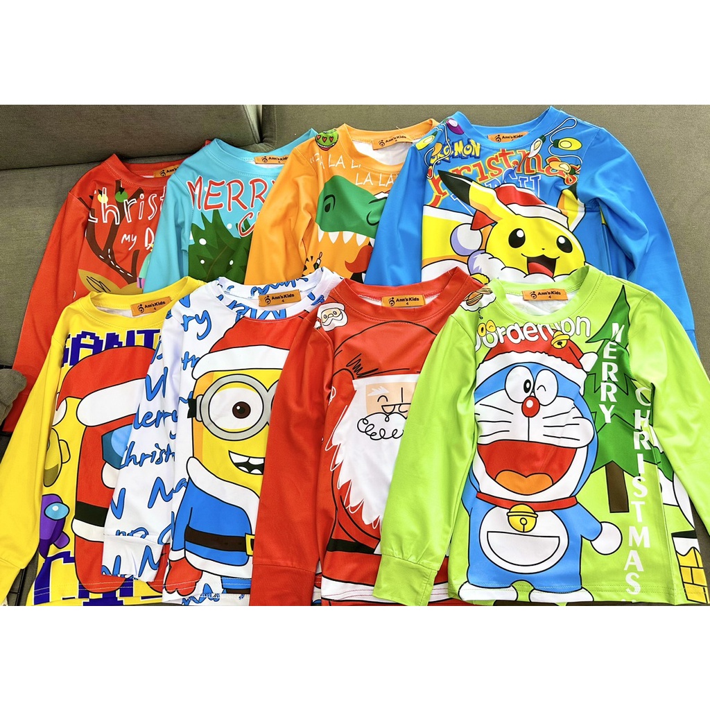 Đồ Bộ Thun Lạnh Bé Trai Set Quần Áo Dài Tay Bé Trai 12-24 Kg In Giáng Sinh 3d Họa Tiết Noel Homie Kids