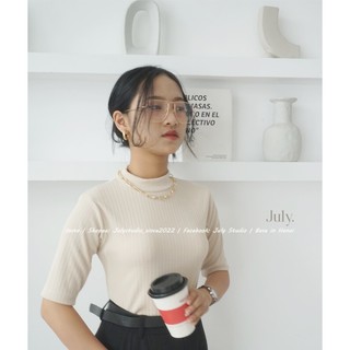 Áo cổ 3 phân tay lửng cotton 4 chiều dày dặn, tôn dáng | Begie