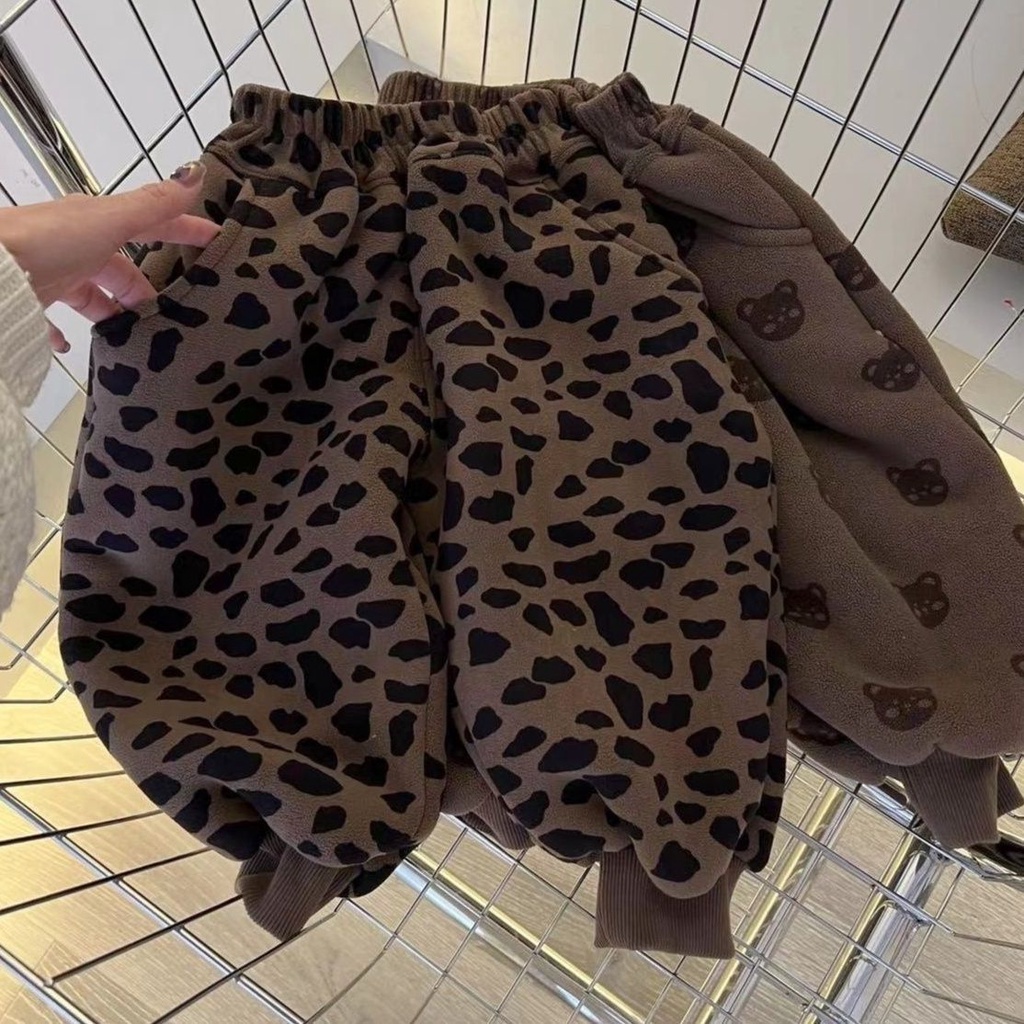 Quần Dài Vải Len Phối Nhung Dày Dặn Thời Trang Cho Bé