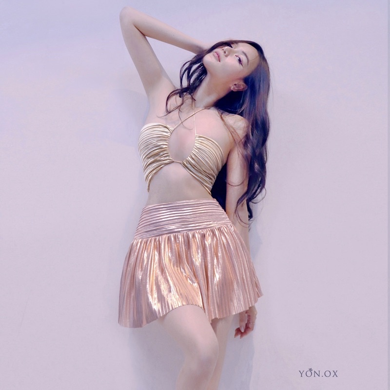 LULITA TAIKO - SET CHÂN VÁY DẬP LI HỒNG GOLD BEST SELLER MỌI THỜI ĐẠI