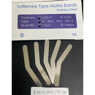 Đai trám kim loại nha khoa Matrix Band Xuất xứ: gói 12 cái