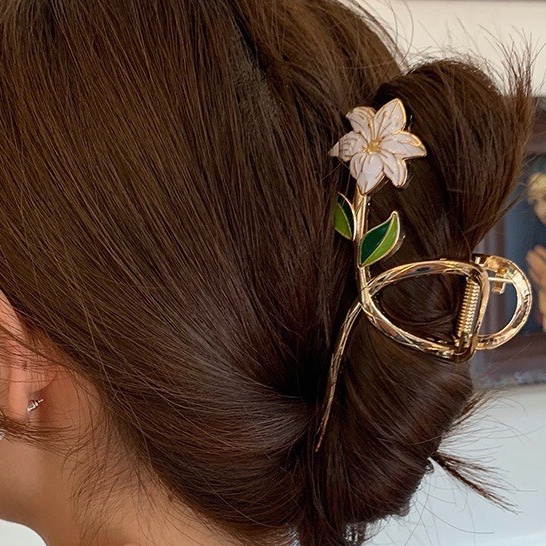 Kẹp Tóc Kim Loại Cỡ Lớn Đính Hoa Hàng Cao Cấp ( mã 002)