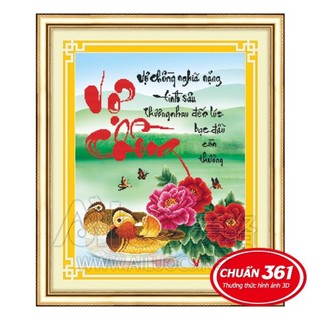 Tranh thêu vợ chồng uyên ương 3D Ailuo AL53291_chưa thêu