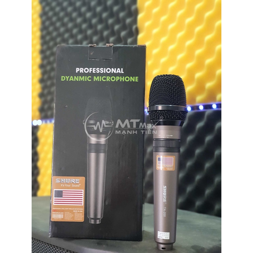 Micro Hát Karaoke Có Dây Shure Ta200 Hàng USA Xịn Nhạy, Chống Hú, Chống Nhiễu Tốt Dây Dài 5M