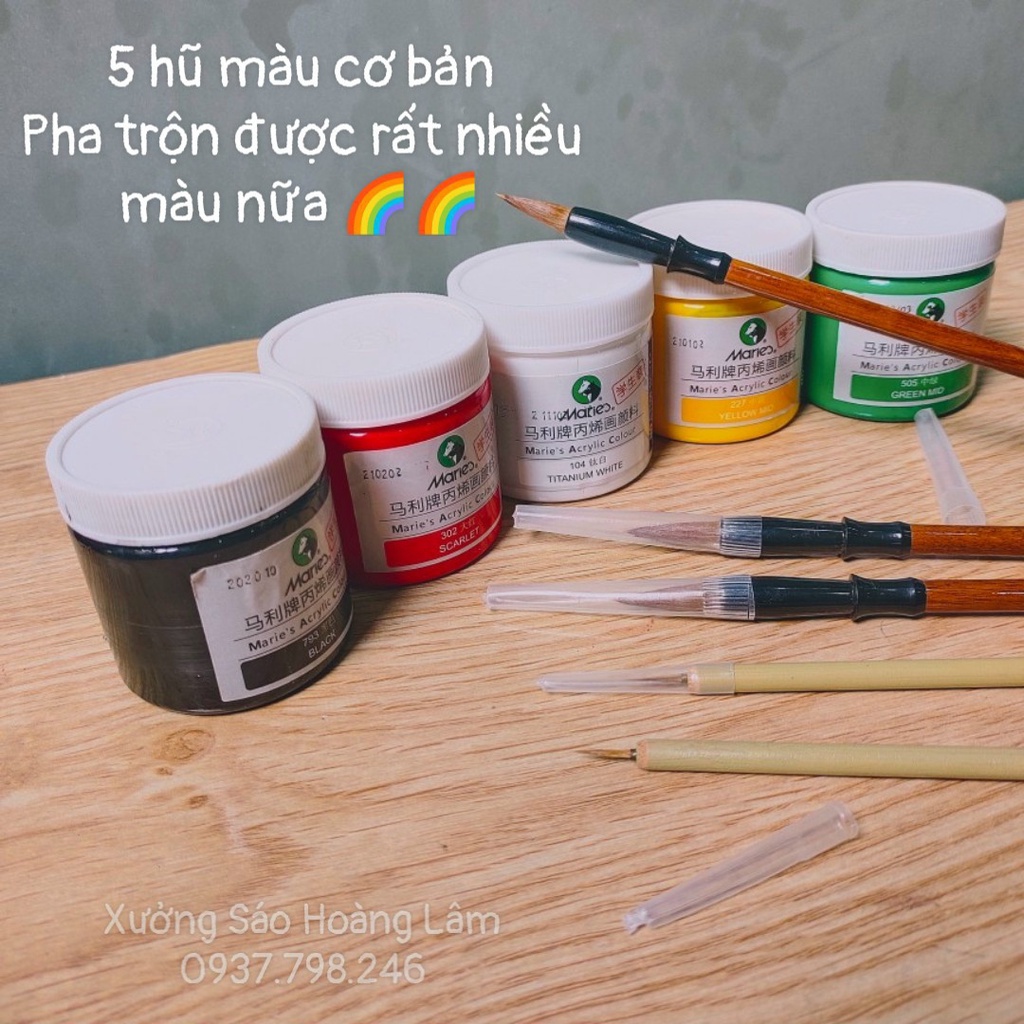 Combo bút cọ màu acrylic viết vẽ Dừa thư pháp Dưa hấu