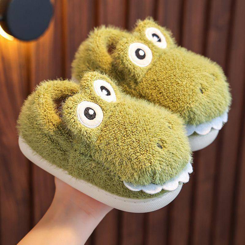 Oeteo Giày Bông Đi Trong Nhà Hình Cá Sấu Hoạt Hình Cho Bé