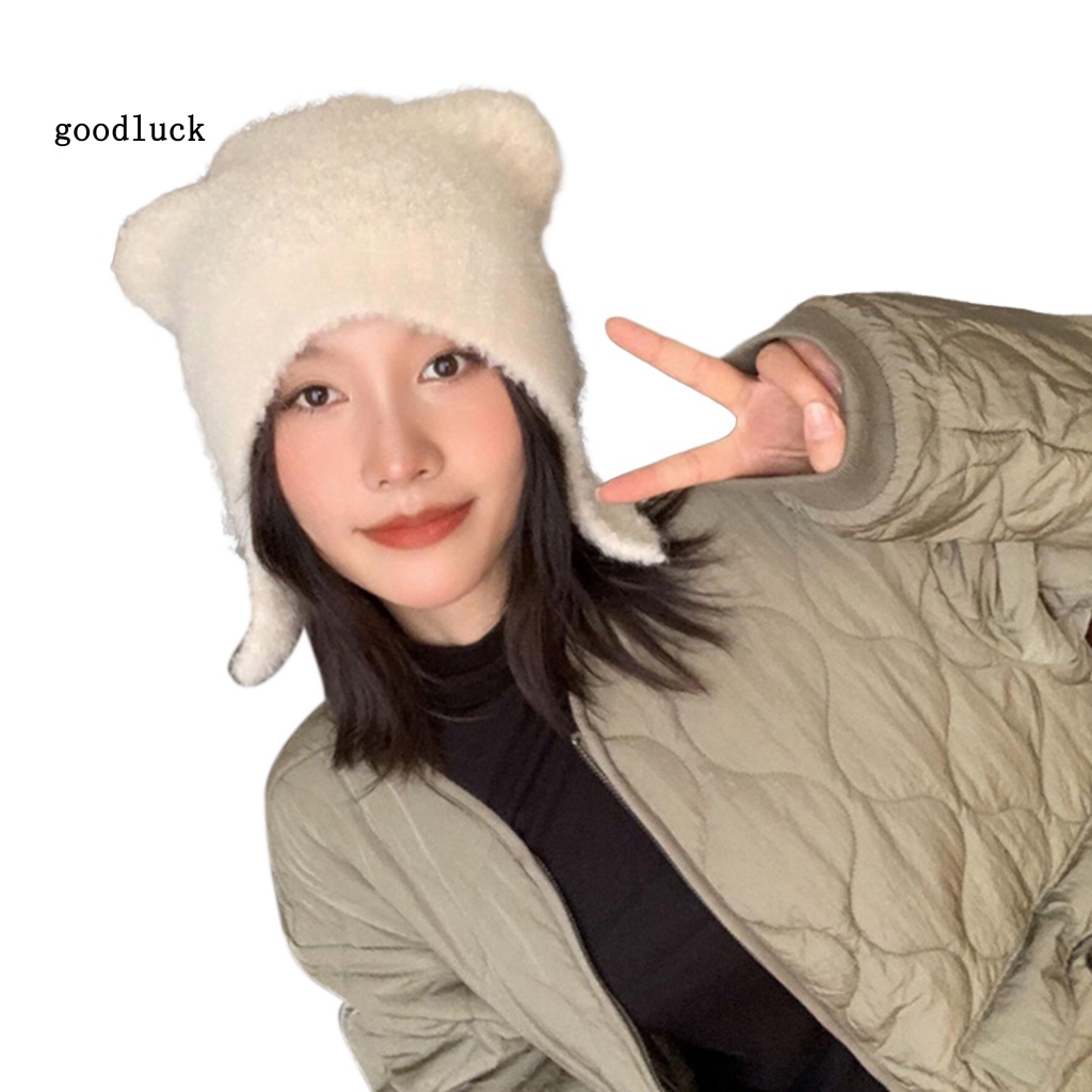 Chúc may mắn| Mũ Len Dệt Kim Màu Trơn Có Thể Gập Lại Cho Nữ