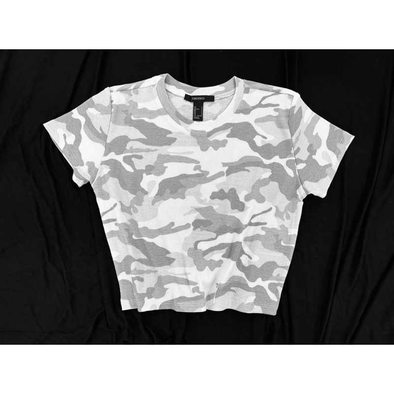 Áo croptop ôm thun bo gân lính xám