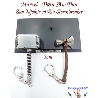 Móc khóa Marvel - Thor Búa Mjolnir và Rìu Stormbreaker 8cm