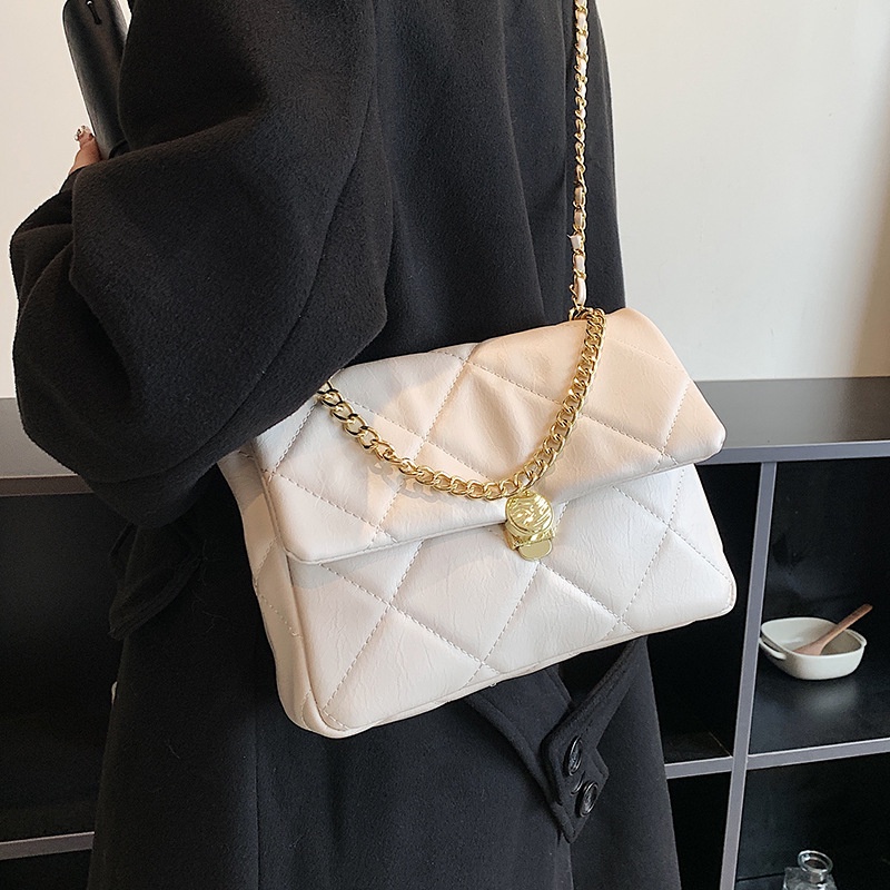 IELGY Túi Đeo Chéo Hình Vuông Nhỏ Màu Nâu Đính Kim Cương Giả Dễ Phối Đồ Thời Trang Cho Nữ