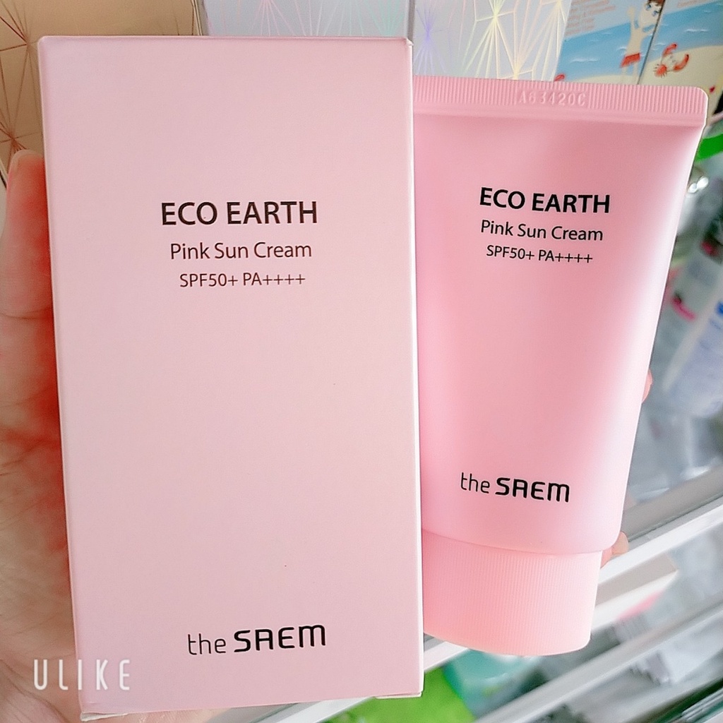Kem Chống Nắng The Saem Eco Earth Pink Sun Cream SPF50+ PA++++ Kiềm Dầu Nâng Tone Ngăn Ngừa Tia UVA và UVB 50ml