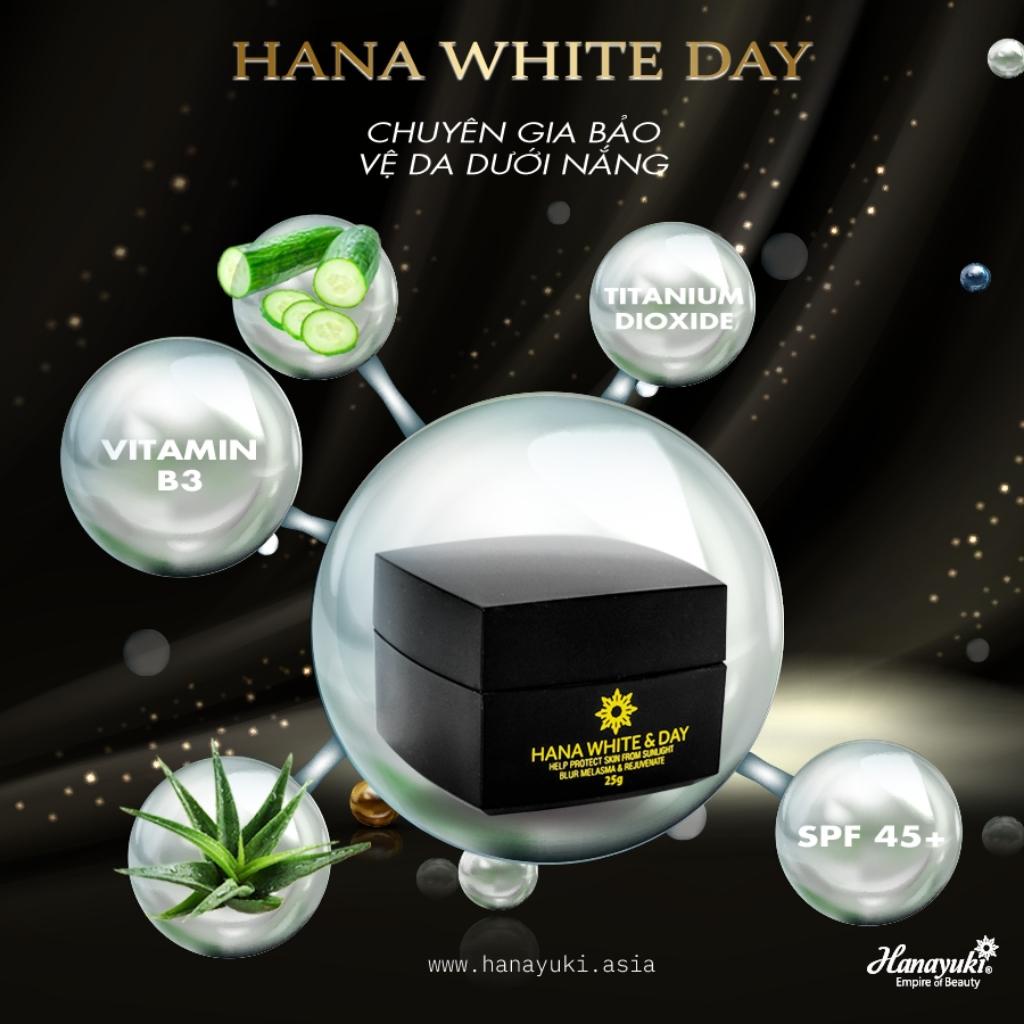 Kem Dưỡng Trắng Da Mặt Hana White Day, Kem Face Dưỡng Ẩm Da Mặt Ban Ngày Hanayuki Chính Hãng 25g