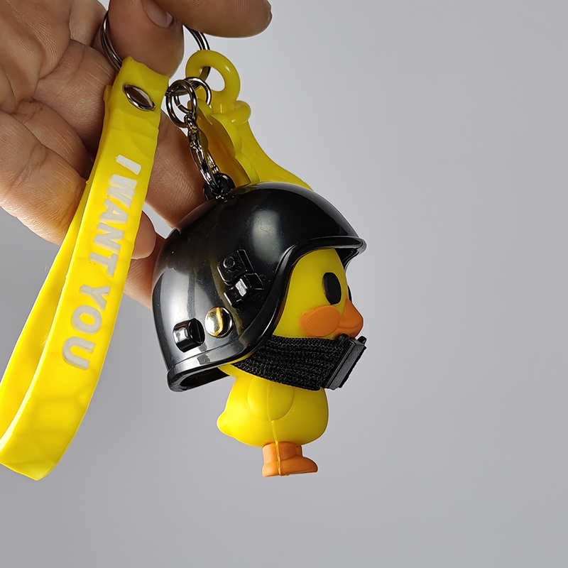 Móc Khóa Hình Chú Vịt Vàng Đội Mũ Bảo Hiểm Dễ Thương