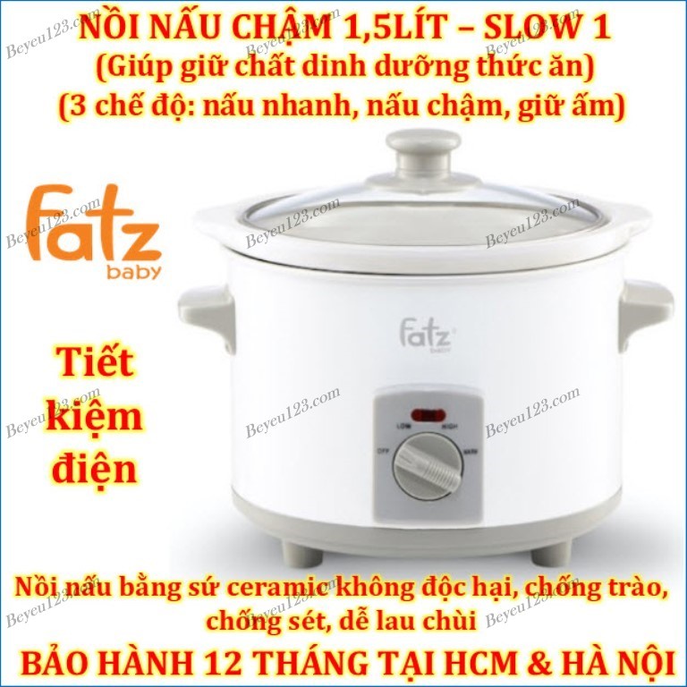 Nồi nấu cháo chậm 1,5 Lít FatzBaby SLOW 1 - FB9015MH / SLOW 6 - FB9106SJ FATZ - Nấu ăn dặm cho bé và gia đình