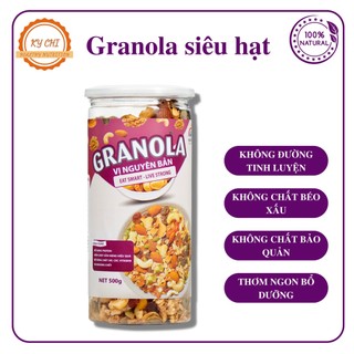 Granola siêu hạt, ngũ cốc ăn sáng Ky Chi vị tự nhiên hũ 500gr